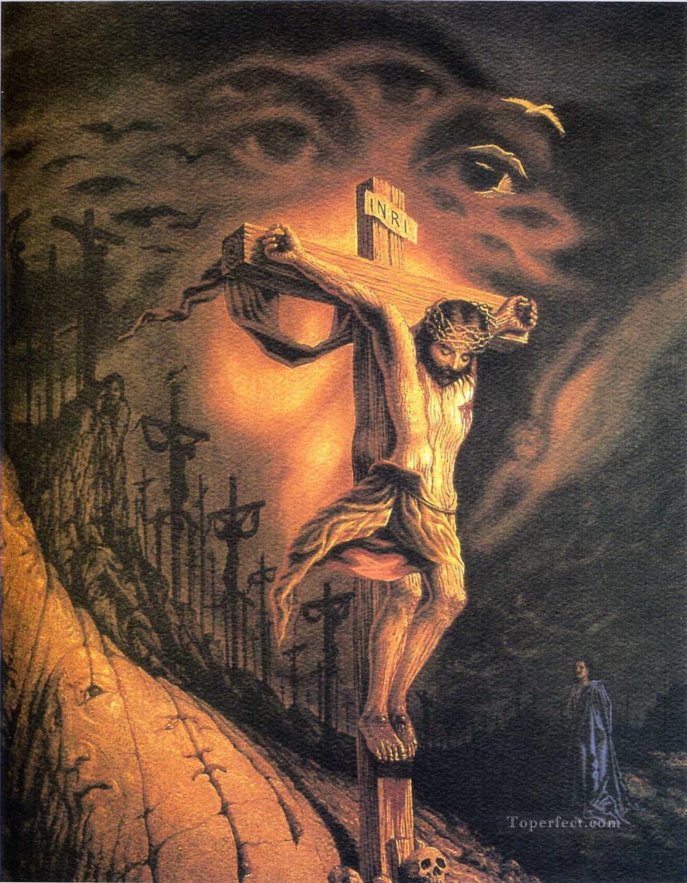 Octavio Ocampo Jésus Christ sur la croix Peintures à l'huile